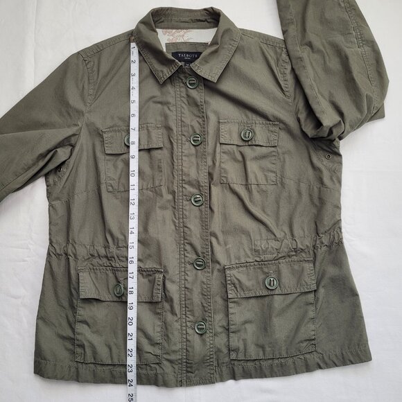 Talbots Utility Military Jacket Army Green Womens Petite Large Gorpcore Normcore - Picture 4 of 12